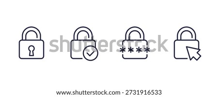 access line icons with lock for apps