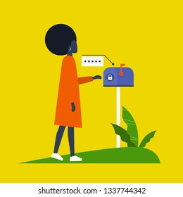 Access to mailbox. Locked postbox. Enter the password. Pop up window. New technologies. Flat editable vector illustration, clip art