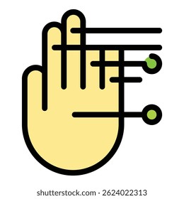 Access palm scanning icon outline vector. Biometric recognition. Hand scan color flat