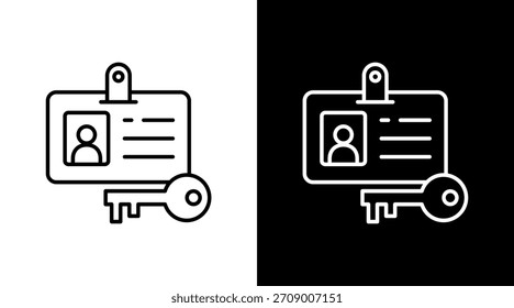 Access Pass Outline White Icon Set Design