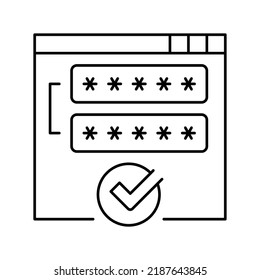 vector de icono de línea aceptado con contraseña de acceso. signo de contraseña de acceso aceptada. símbolo de contorno aislado ilustración negra