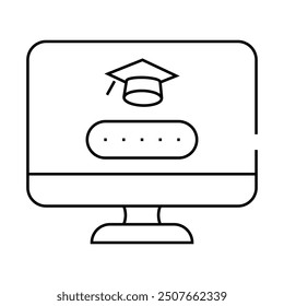 access password for online education cabinet line icon vector. access password for online education cabinet sign. isolated contour symbol black illustration