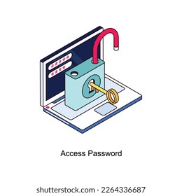 Acceso al icono de contorno de vectores de contraseña Isometric relleno para sus proyectos digitales o de impresión.