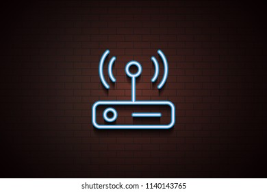 access point icon in Neon style on dark brick wall background