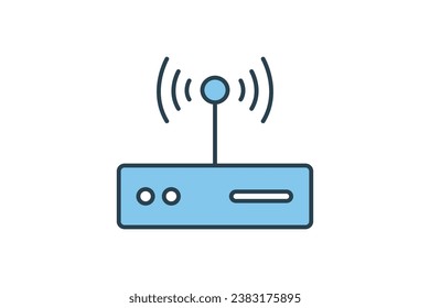 icono de enrutador de punto de acceso. icono relacionado con dispositivo, tecnología informática, red. estilo de icono de línea plana. diseño de vector simple editable