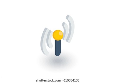 access point, wi-fi signal, antenna isometric flat icon. 3d vector colorful illustration. Pictogram isolated on white background