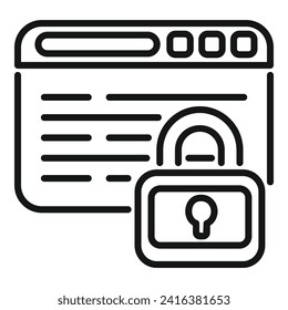 Access process icon outline vector. Fire laptop private. Standard data secure