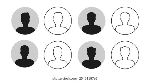 Access profile in line style and white-grey color for man, male avatar