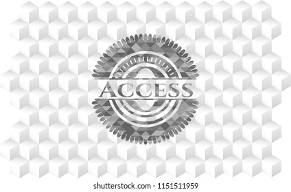 Access realistic grey emblem with cube white background