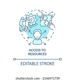 Access to resources turquoise concept icon. Benefit of stakeholder management abstract idea thin line illustration. Isolated outline drawing. Editable stroke. Arial, Myriad Pro-Bold fonts used