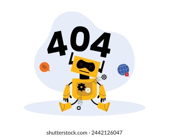 Access system error with loss of internet network, vector illustration 404 page not found.