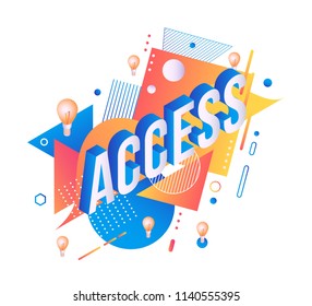 Access trendy background template with gradient colors and abstract geometric shapes and light bulbs. Vector modern poster, banner, presentation layout illustration