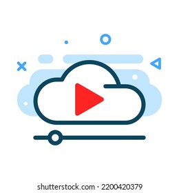 acceso al vídeo en la ilustración de concepto de almacenamiento en la nube vector de diseño plano eps10. elemento gráfico moderno para página de inicio, estado vacío ui, infografía, icono