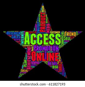 Access word cloud colorful text star typography