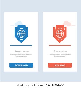 Access, World, Protection, Globe, Shield  Blue and Red Download and Buy Now web Widget Card Template