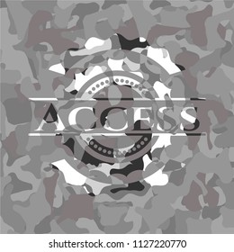 Access written on a grey camouflage texture