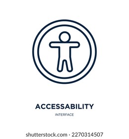 accessability icon from interface collection. Thin linear accessability, access, network outline icon isolated on white background. Line vector accessability sign, symbol for web and mobile