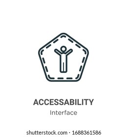 Accessability outline vector icon. Thin line black accessability icon, flat vector simple element illustration from editable interface concept isolated stroke on white background