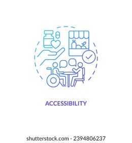 Accessibility blue gradient concept icon. No barrier. Public service. Help care. Well being. Disability access. Social inclusion abstract idea thin line illustration. Isolated outline drawing