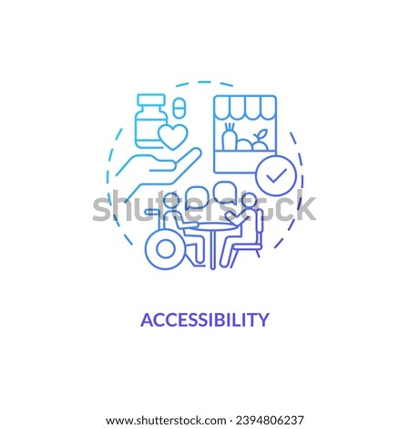 Accessibility blue gradient concept icon. No barrier. Public service. Help care. Well being. Disability access. Social inclusion abstract idea thin line illustration. Isolated outline drawing