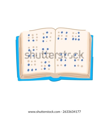 accessibility braille textbook cartoon. literacy education, tactile reading, blindness inclusion accessibility braille textbook sign. isolated symbol vector illustration