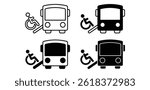 Accessibility Bus Icon Black and White Wheelchair Ramp Symbols Vector Design