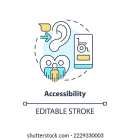 Accessibility concept icon. Inclusive UX. User experience design principle abstract idea thin line illustration. Isolated outline drawing. Editable stroke. Arial, Myriad Pro-Bold fonts used