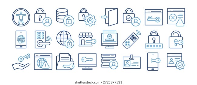 Accessibility icon collection set. Containing design Accessibility , Access Control, Data Access, Access Control, Log In