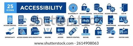 Accessibility icon collection set. Containing design Accessibility , Access Control, Data Access, Access Control, Log In 