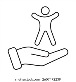 Accessibility icon depicting a human figure with raised arms inside various shapes, symbolizing universal design, inclusion, and assistive technology. Accessibility icon set. universal access vector.