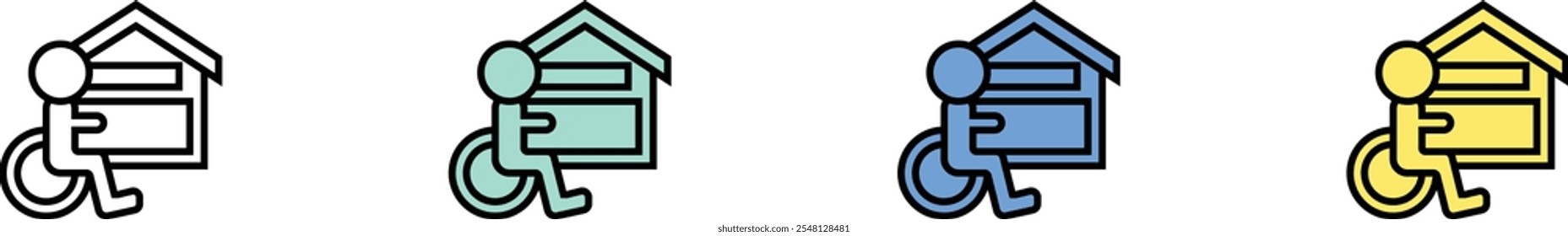 accessibility icon. Outline, Green, Blue and Yellow Style Design Isolated On White Background