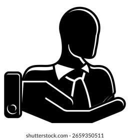 Icono de accesibilidad representado a mano, empleado estilo relleno negro.