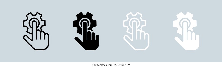 Accessibility icon set in black and white. Gear signs vector illustration.