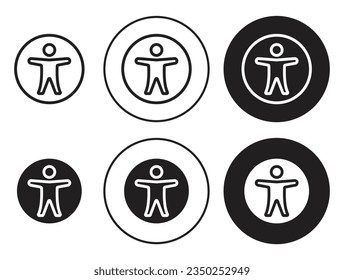 Symbol für Zugänglichkeit gesetzt. universelles Zeichen. Behindertenzugriff auf Vektorsymbol in schwarzer Farbe für App- und Website-UI-Designs.