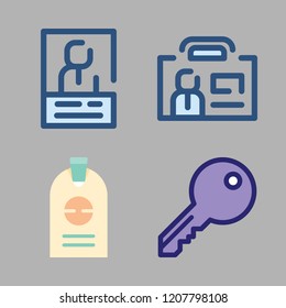 accessibility icon set. vector set about id, id card and key icons set.