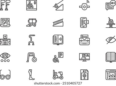 Accessibility icons collection is a vector illustration with editable stroke.