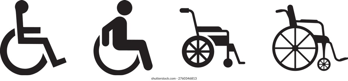 Accessibility Icons: Symbols representing different aspects of accessibility, like wheelchair users, offering clear visual communication of inclusivity and support for all.
