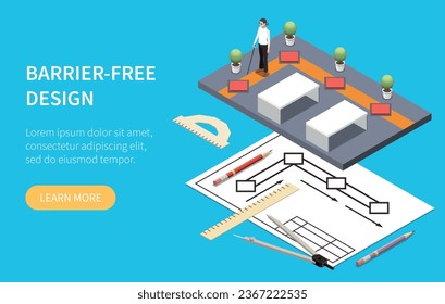 Accessibility isometric composition with barrier-free design concept vector illustration