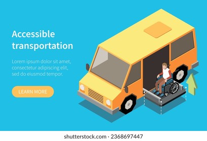 Accessibility isometric concept with accessible transportation symbols vector illustration