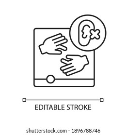 Accessibility linear icon. Website optimization for disabled people. Online site development. Thin line customizable illustration. Contour symbol. Vector isolated outline drawing. Editable stroke
