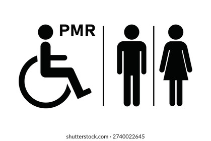 Accessibility PMR Gender Icon Set for Restroom and Public Use