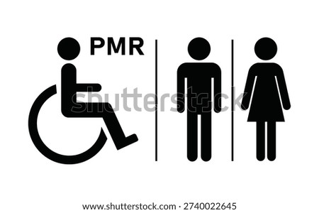 Accessibility PMR Gender Icon Set for Restroom and Public Use