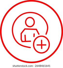 ícone de linha vermelha de acessibilidade dentro do círculo. Ícone de linha vermelha com o tema Produtividade UX UI dentro do círculo