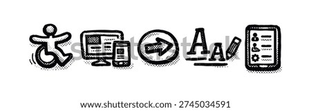 Accessibility, Responsive Design, and Mobile Content Editing Icons with Navigation and Typography