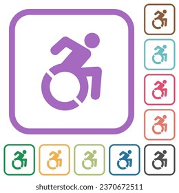 Accessibility simple icons in color rounded square frames on white background