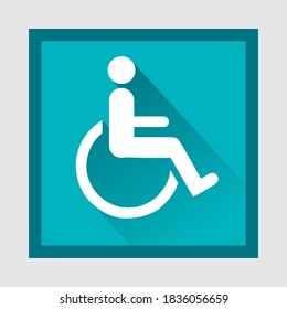 Accessibility symbol, Wheelchair Handicap Sign Medical Health Care Symbol icon with shadow on medical soft symbol. elegant green color edition