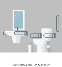 Accessible bathroom for disabled people, accessibility concept