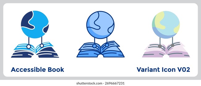 Accessible Book icon supports knowledge access and inclusion in educational or awareness materials. Blue, Flat Blue, Dualtone style.