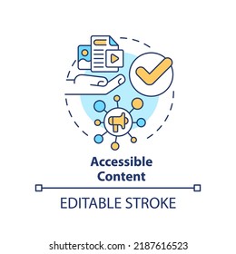 Accessible content concept icon. Multiple communication channels. Data requirement abstract idea thin line illustration. Isolated outline drawing. Editable stroke. Arial, Myriad Pro-Bold fonts used