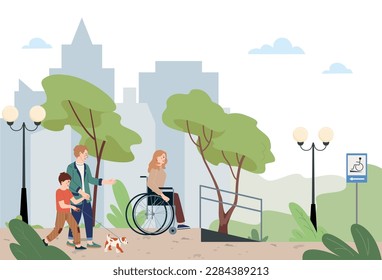 Accessible environment background with park infrastructure symbols flat vector illustration